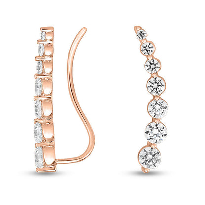 1.2 CT. T.W. Journey Diamond Crawler Earrings in 10K Rose Gold