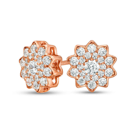 0.5 CT. T.W. Diamond Flower Stud Earrings in 10K Rose Gold