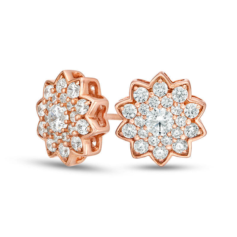 1 CT. T.W. Diamond Flower Stud Earrings in 10K Rose Gold