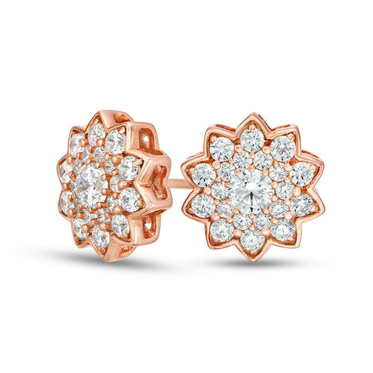 1 CT. T.W. Diamond Flower Stud Earrings in 10K Rose Gold