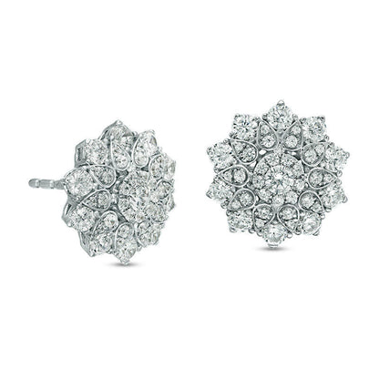 1 CT. T.W. Diamond Flower Stud Earrings in 10K White Gold