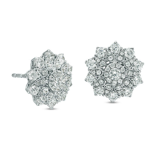 1 CT. T.W. Diamond Flower Stud Earrings in 10K White Gold