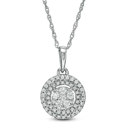 0.25 CT. T.W. Composite Natural Diamond Double Frame Pendant in 10K White Gold