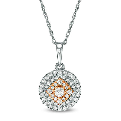 0.33 CT. T.W. Composite Natural Diamond Double Frame Pendant in 10K Two-Tone Gold