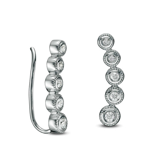 0.25 CT. T.W. Journey Diamond Crawler Vintage-Style Earrings in 10K White Gold