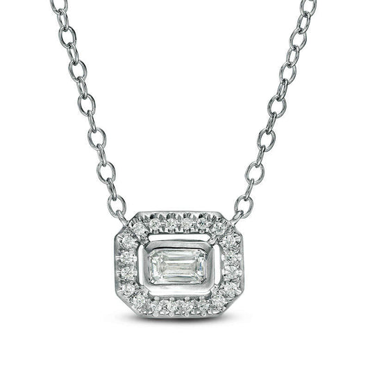 0.25 CT. T.W. Certified Emerald-Cut Natural Diamond Frame Necklace in 14K White Gold (I/I1)