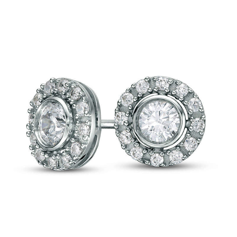 0.5 CT. T.W. Certified Diamond Frame Stud Earrings in 14K White Gold (I/I1)