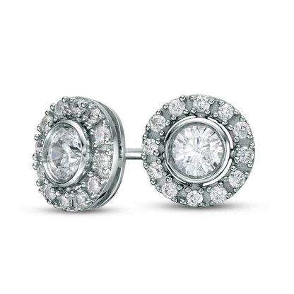 0.5 CT. T.W. Certified Diamond Frame Stud Earrings in 14K White Gold (I/I1)