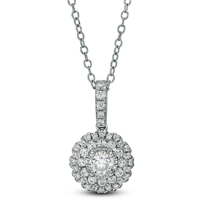 0.75 CT. T.W. Certified Natural Diamond Scallop Frame Pendant in 14K White Gold (I/I1)