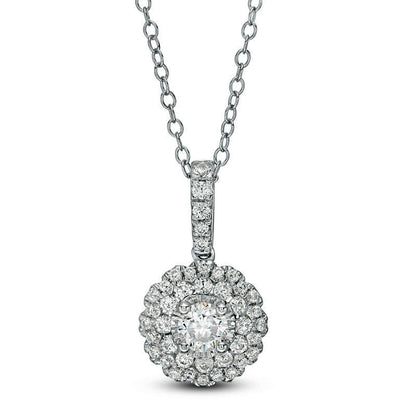 0.75 CT. T.W. Certified Natural Diamond Scallop Frame Pendant in 14K White Gold (I/I1)