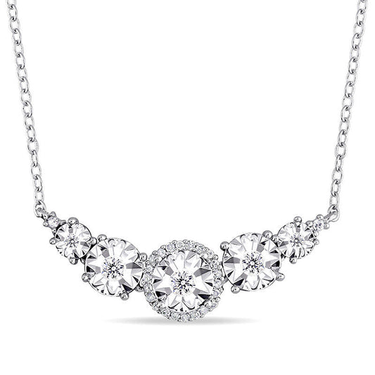 0.17 CT. T.W. Natural Diamond Curve Necklace in Sterling Silver - 17