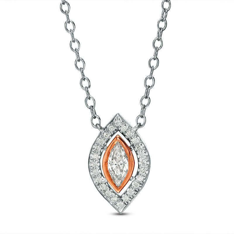 0.25 CT. T.W. Certified Marquise Natural Diamond Frame Necklace in 14K Two-Tone Gold (I/I1)