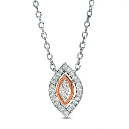 0.25 CT. T.W. Certified Marquise Natural Diamond Frame Necklace in 14K Two-Tone Gold (I/I1)