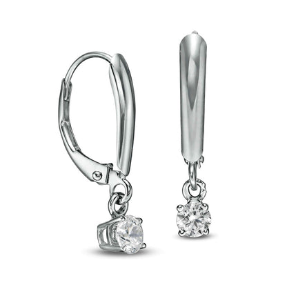 0.5 CT. T.W. Certified Diamond Solitaire Leverback Earrings in 14K White Gold (I/VS2)