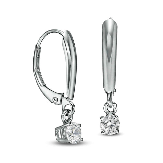 0.5 CT. T.W. Certified Diamond Solitaire Leverback Earrings in 14K White Gold (I/VS2)