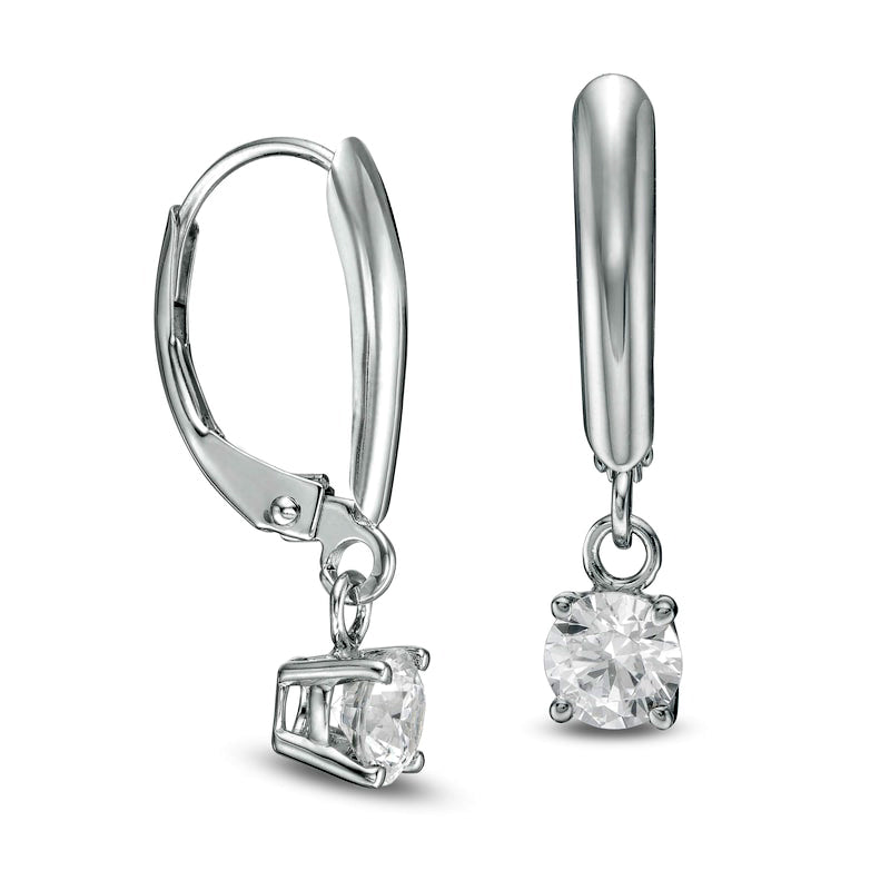 0.75 CT. T.W. Certified Diamond Solitaire Leverback Earrings in 14K White Gold (I/VS2)