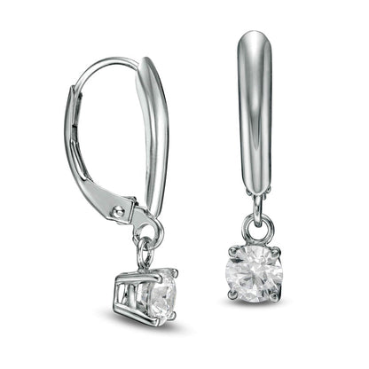0.75 CT. T.W. Certified Diamond Solitaire Leverback Earrings in 14K White Gold (I/VS2)
