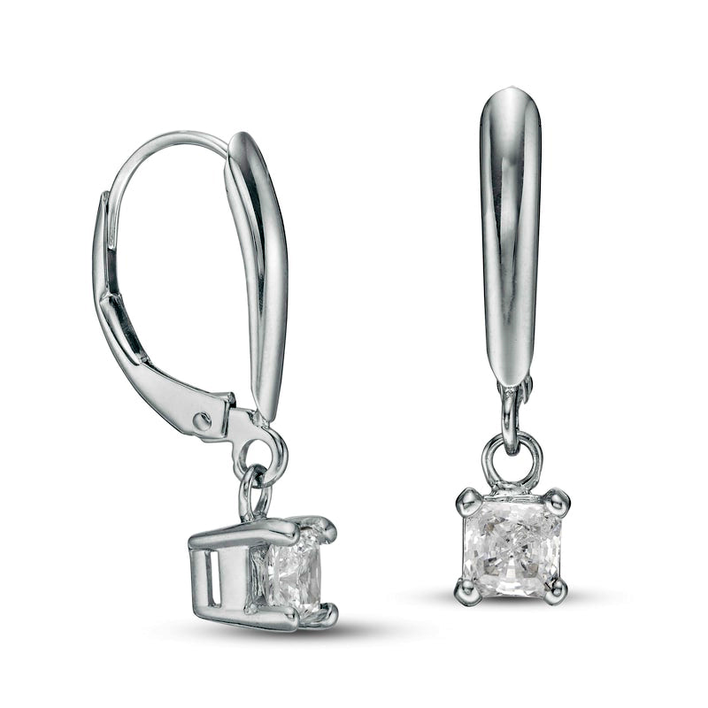 2 CT. T.W. Certified Princess-Cut Diamond Solitaire Leverback Earrings in 14K White Gold (I/VS2)