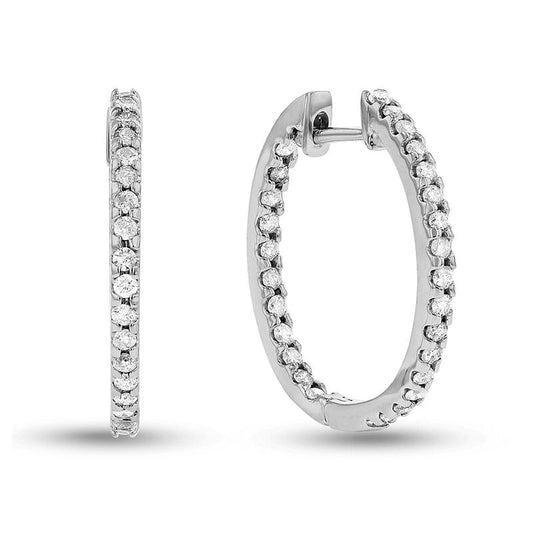 0.75 CT. T.W. Diamond Inside-Out Hoop Earrings in 14K White Gold