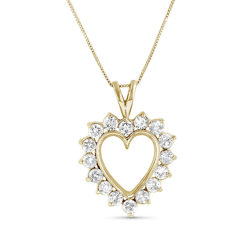 0.75 CT. T.W. Natural Diamond Sunburst Heart Outline Pendant in 14K Gold