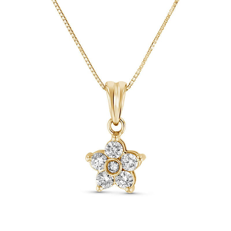 0.38 CT. T.W. Natural Diamond Flower Pendant in 14K Gold