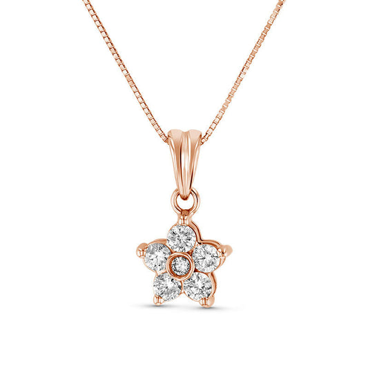 0.38 CT. T.W. Natural Diamond Flower Pendant in 14K Rose Gold