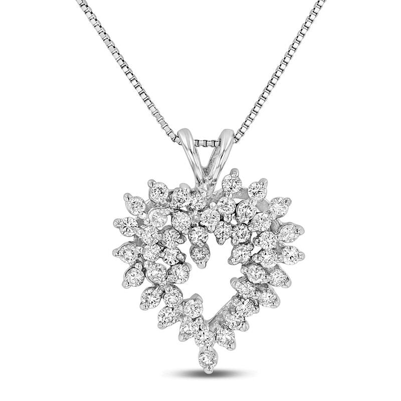 0.63 CT. T.W. Natural Diamond Scatter Heart Outline Pendant in 14K White Gold