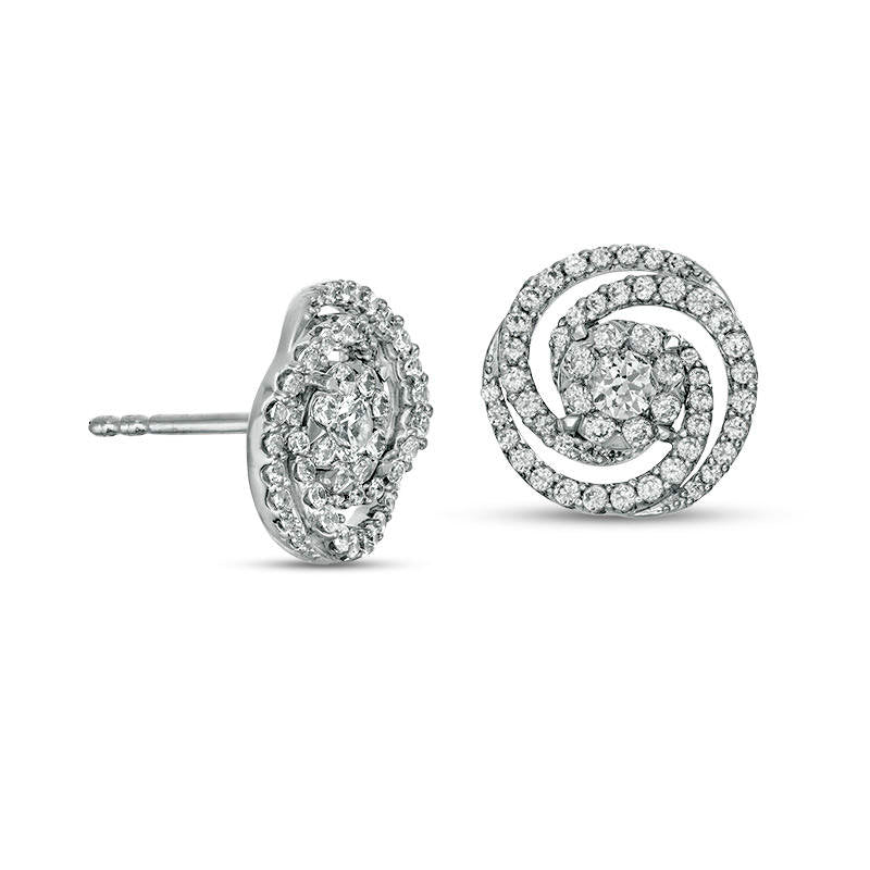 0.75 CT. T.W. Diamond Swirl Stud Earrings in 10K White Gold