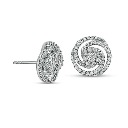 0.75 CT. T.W. Diamond Swirl Stud Earrings in 10K White Gold
