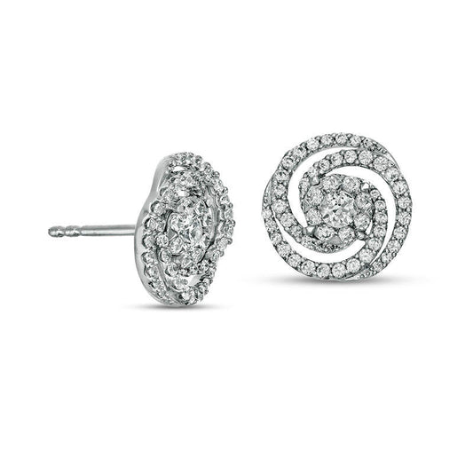 0.75 CT. T.W. Diamond Swirl Stud Earrings in 10K White Gold