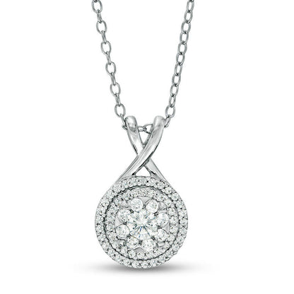 0.5 CT. T.W. Natural Diamond Triple Frame Pendant in 10K White Gold