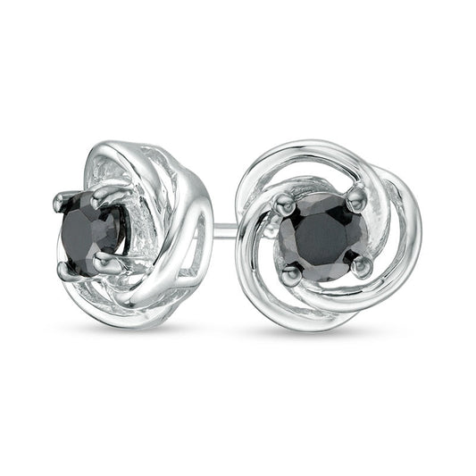 0.5 CT. T.W. Enhanced Black Diamond Solitaire Love Knot Stud Earrings in 10K White Gold