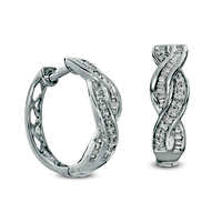 0.5 CT. T.W. Diamond Twist Hoop Earrings in Sterling Silver