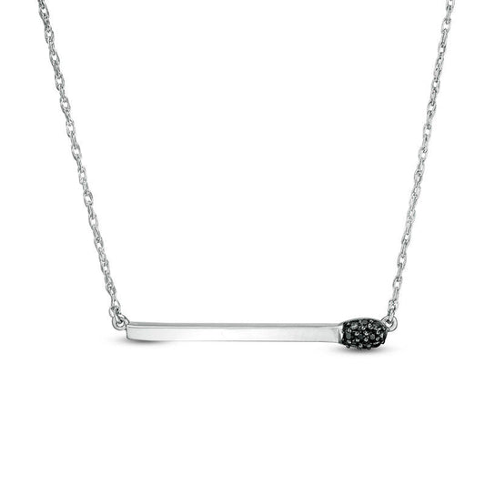 Enhanced Black Natural Diamond Accent Matchstick Necklace in Sterling Silver