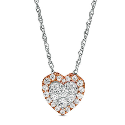 0.38 CT. T.W. Composite Natural Diamond Heart-Shaped Frame Pendant in 10K Two-Tone Gold