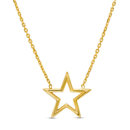 Star Outline Necklace in 14K Gold