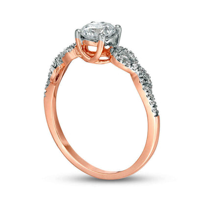 0.88 CT. T.W. Natural Diamond Loop-Sides Engagement Ring in Solid 10K Rose Gold