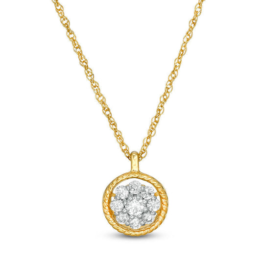 0.33 CT. T.W. Natural Diamond Frame Rope Pendant in 10K Yellow Gold