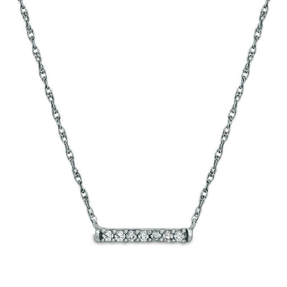 0.07 CT. T.W. Natural Diamond Bar Necklace in 10K White Gold - 17.5