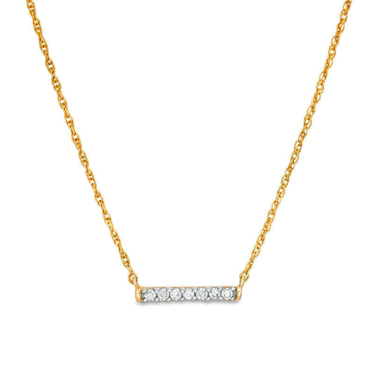 0.07 CT. T.W. Natural Diamond Bar Necklace in 10K Yellow Gold - 17.5