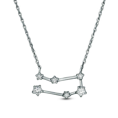 0.2 CT. T.W. Natural Diamond Gemini Constellation Necklace in Sterling Silver