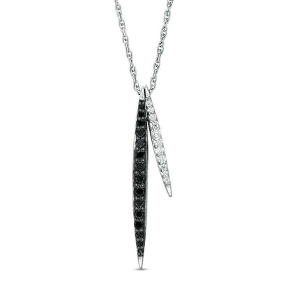 0.2 CT. T.W. Enhanced Black and White Natural Diamond Vertical Bars Pendant in Sterling Silver
