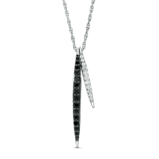0.2 CT. T.W. Enhanced Black and White Natural Diamond Vertical Bars Pendant in Sterling Silver