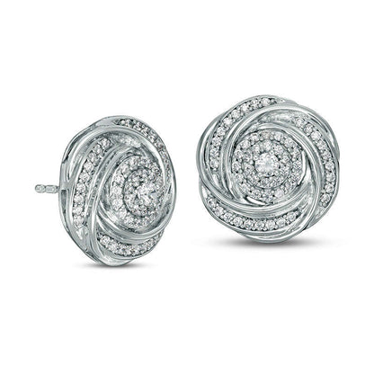 0.5 CT. T.W. Composite Diamond Love Knot Stud Earrings in 10K White Gold