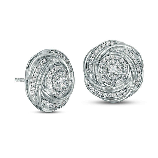 0.5 CT. T.W. Composite Diamond Love Knot Stud Earrings in 10K White Gold
