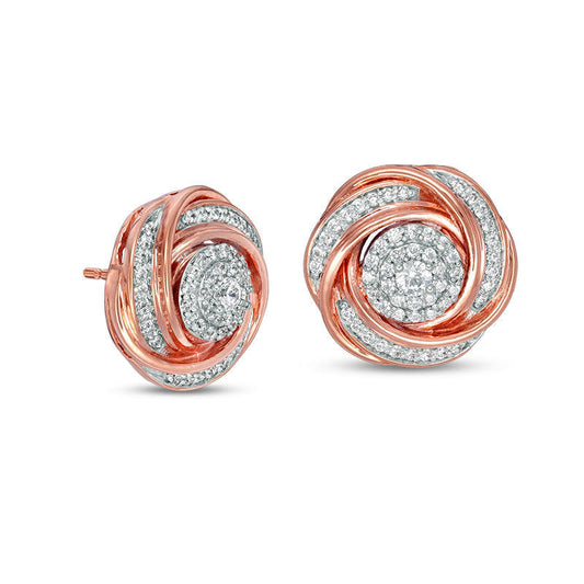 0.5 CT. T.W. Composite Diamond Love Knot Stud Earrings in 10K Rose Gold