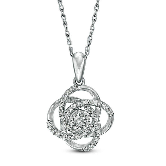 0.13 CT. T.W. Natural Diamond Love Knot Pendant in Sterling Silver