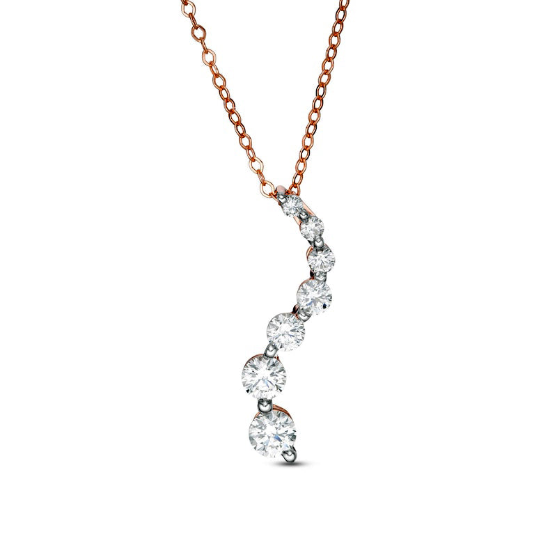 0.75 CT. T.W. Journey Natural Diamond Pendant in 14K Rose Gold