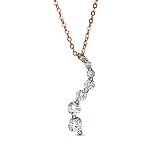 1 CT. T.W. Journey Natural Diamond Pendant in 14K Rose Gold