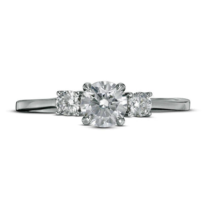 0.63 CT. T.W. Natural Diamond Three Stone Engagement Ring in Solid 14K White Gold